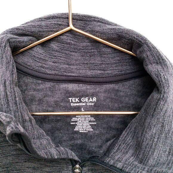 NWT Tek Gear Dark Gray Marled Fleece Quarter Zip - Picture 3 of 7